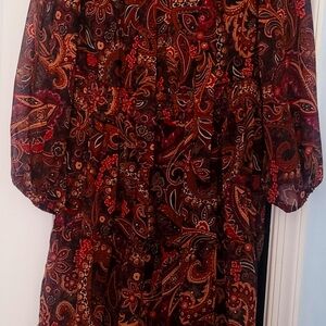 Sandra Darren Burgundy floral dress